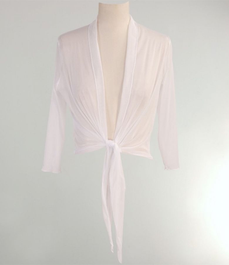 Bolero din tul elastic alb