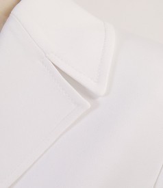 Sacou elegant alb din stofa elastica
