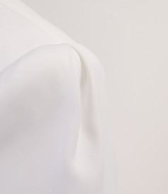 Sacou elegant alb din stofa elastica