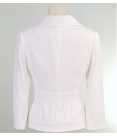 Sacou elegant alb din stofa elastica