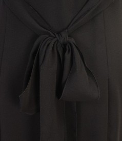Rochie din voal negru cu funda