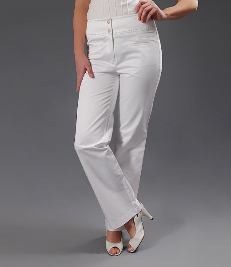 Pantaloni cu buzunare din bumbac satinat alb