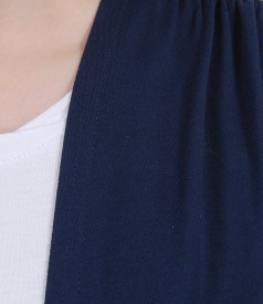 Bluza din jerse bleumarin legata cu cordon