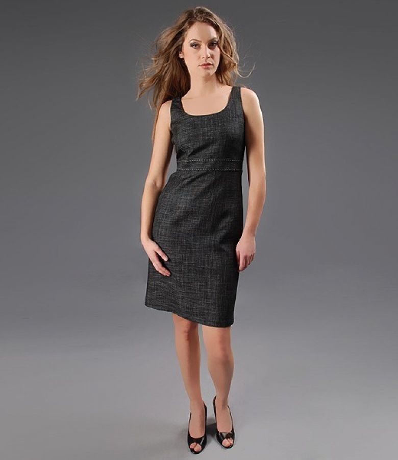 Rochie eleganta gri cu tighele contrast