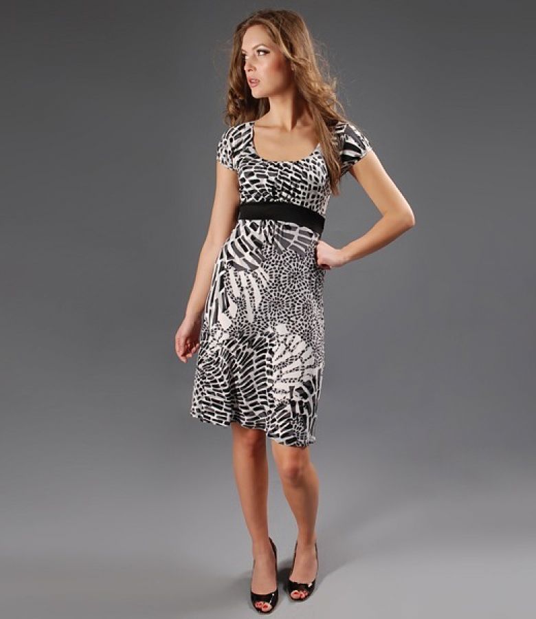 Rochie din jerse cu imprimeu leopard incretita in talie