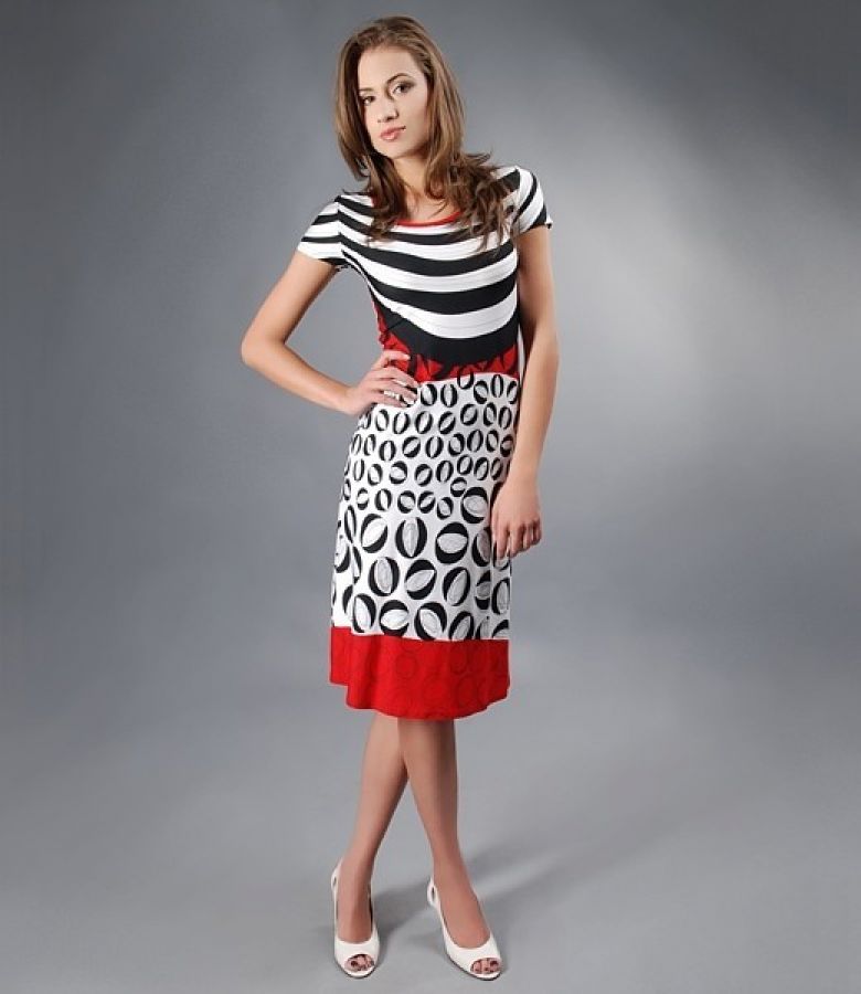 Rochie din jerse cu imprimeu geometric