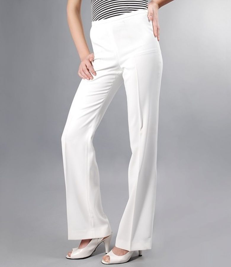 Pantaloni eleganti albi-ecru