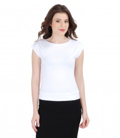 Tricou din jerse uni cu umeri cazuti