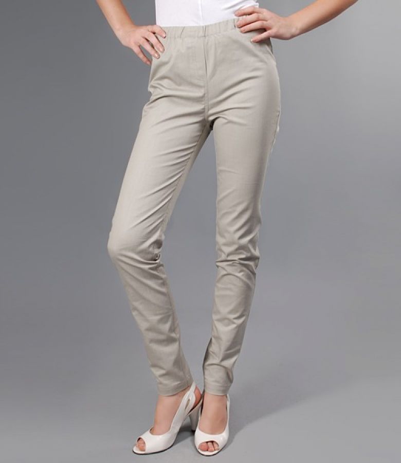 Pantaloni linie creion din bumbac elastic bej