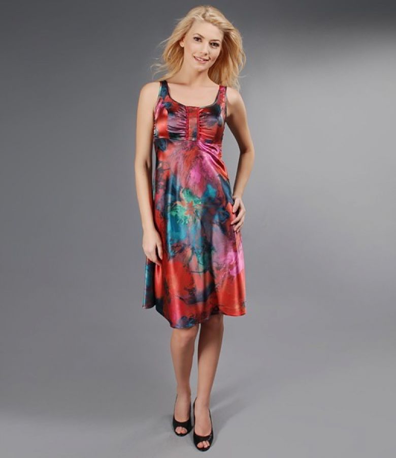 Rochie din saten elastic imprimat