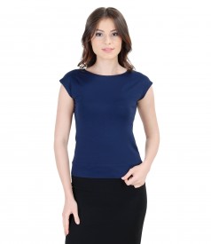 Tricou din jerse uni cu umeri cazuti