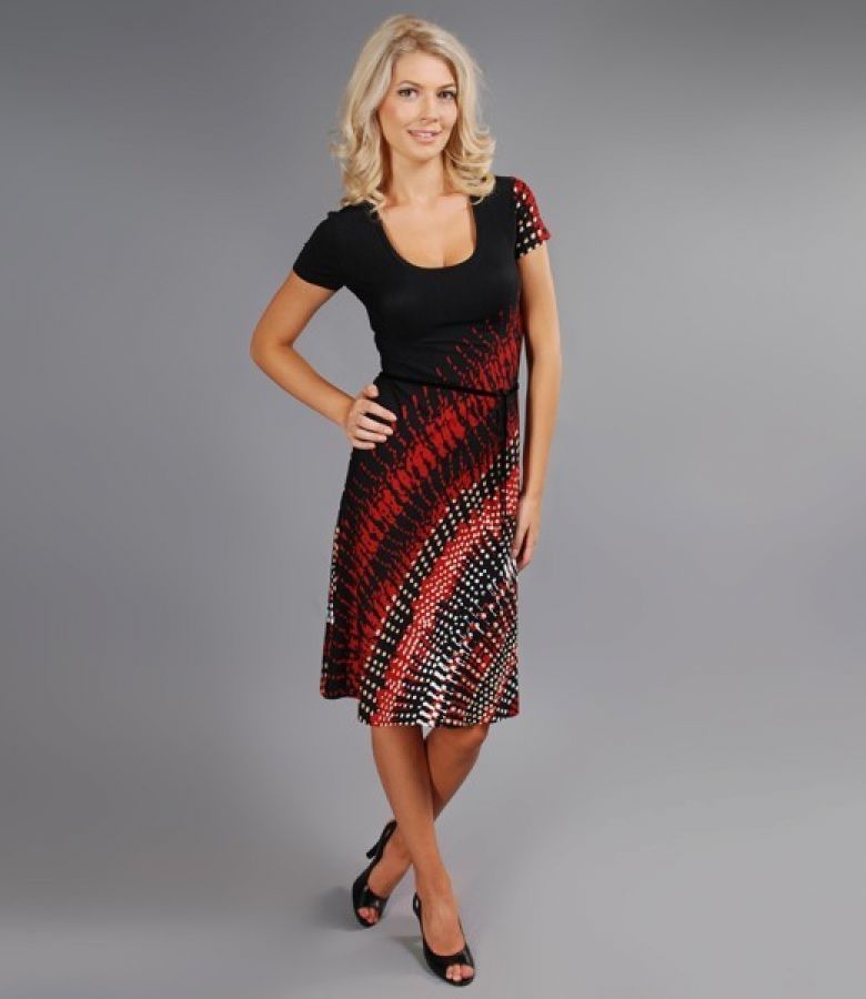 Rochie din jerse cu imprimeu geometric
