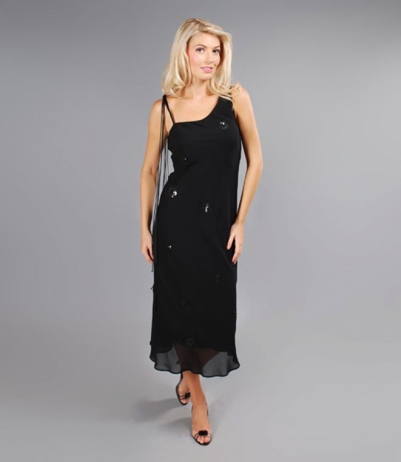 Rochie eleganta neagra din voal viscoza