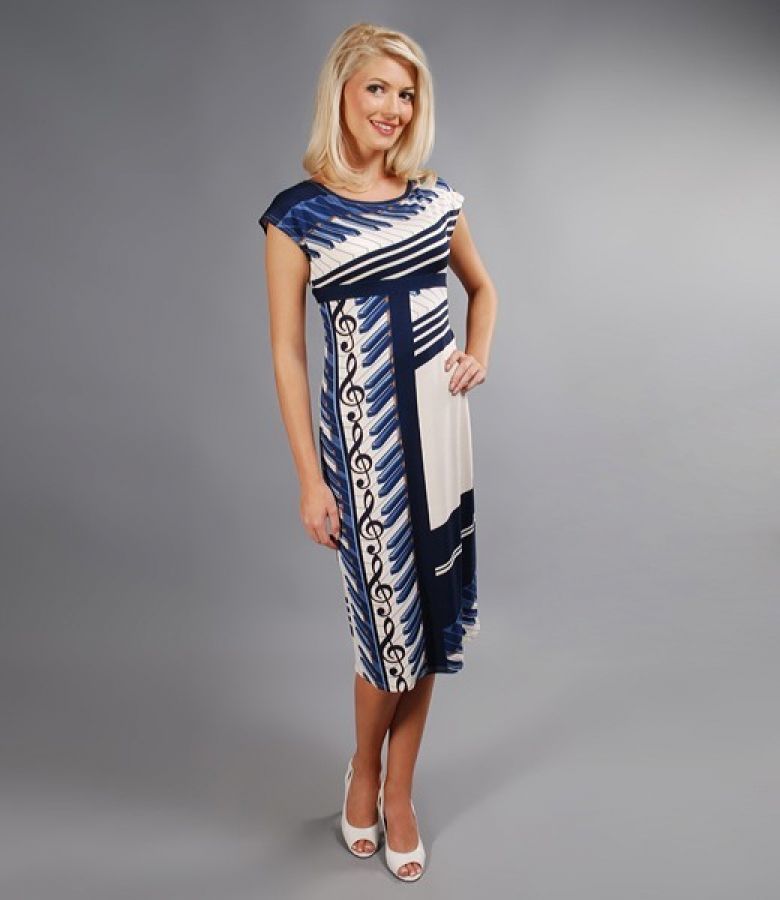 Rochie din jerse cu imprimeu motive muzicale