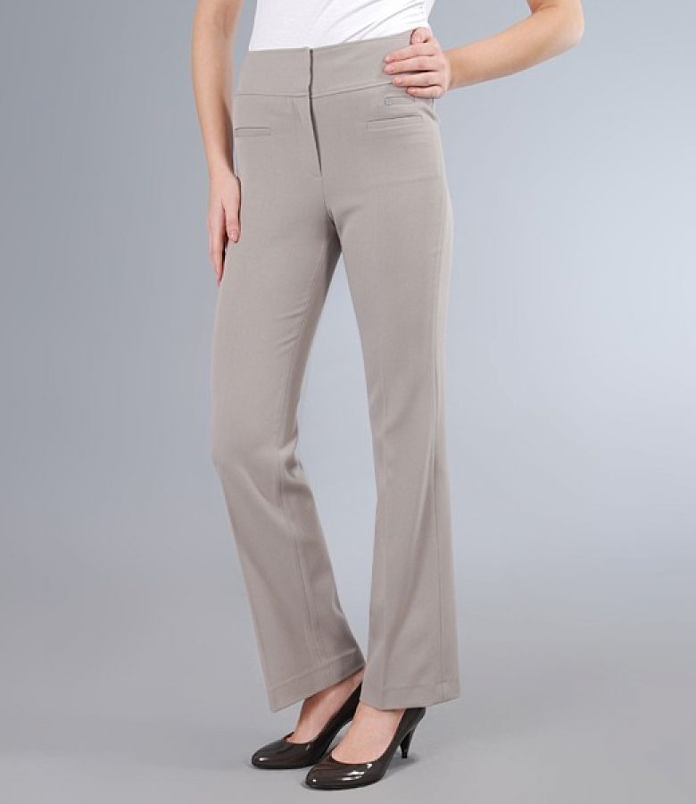 Pantaloni cu buzunare din stofa elastica gri