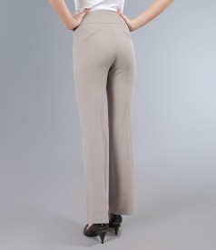 Pantaloni cu buzunare din stofa elastica gri
