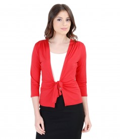 Bluza din jerse rosu legata cu cordon