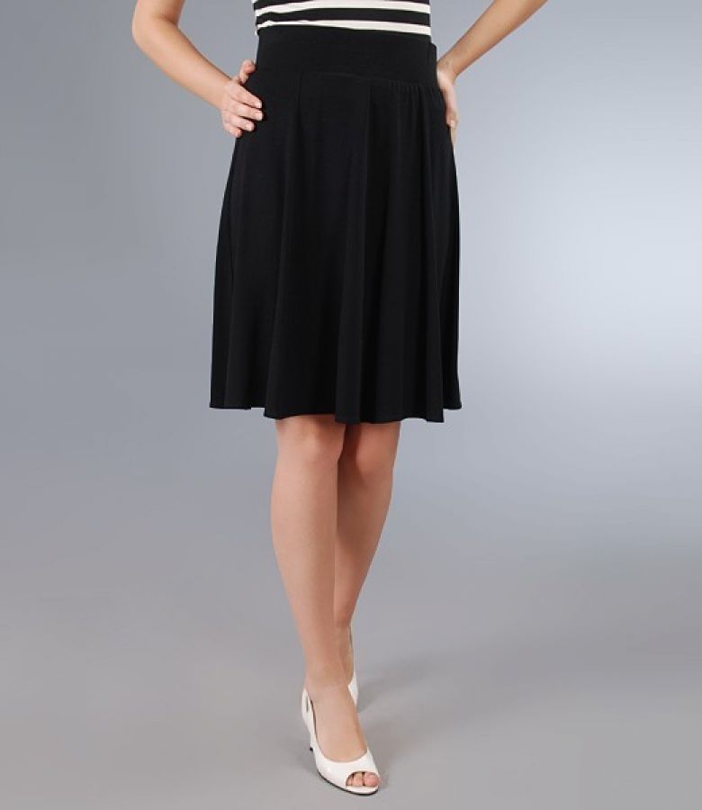 Fusta in clini din jerse elastic negru