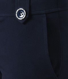 Pantaloni scurti bleumarin cu mansete