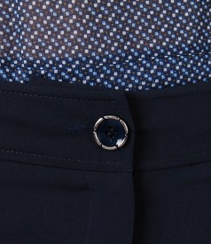 Pantaloni scurti bleumarin cu mansete