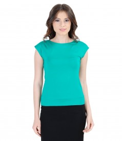 Tricou din jerse uni cu umeri cazuti