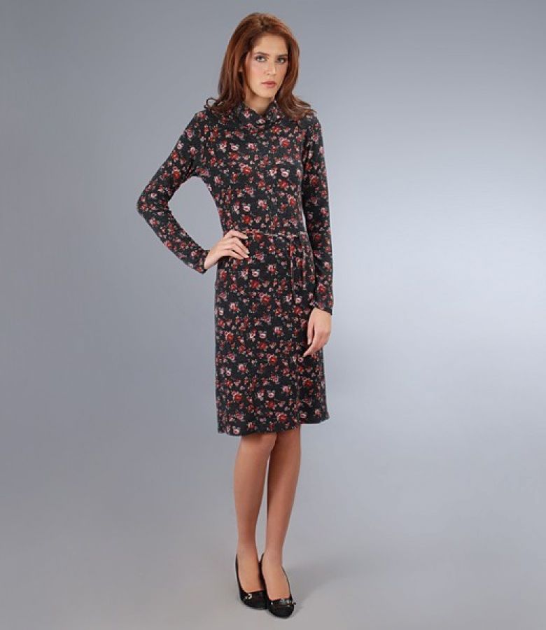 Rochie cu guler din jerse elastic
