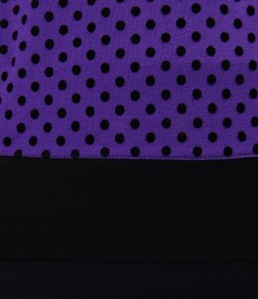 Tricou din jerse elastic uni cu picouri de catifea