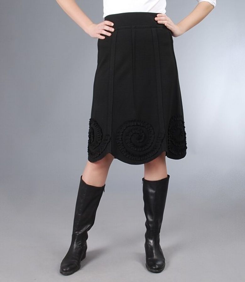Fusta din jerse elastic negru in clini