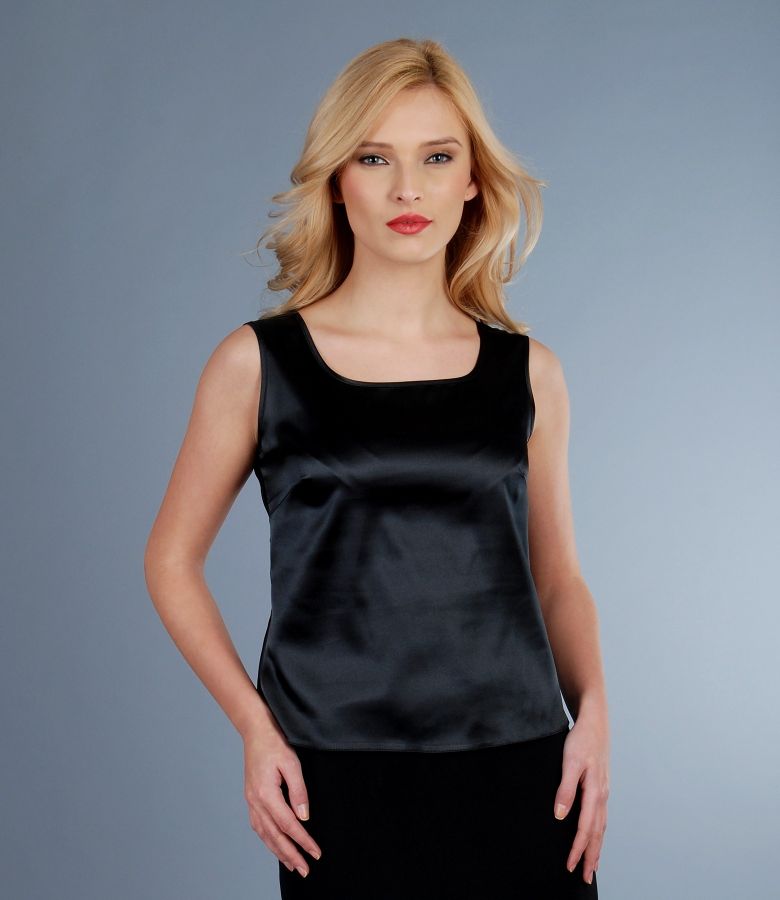 Bluza din saten elastic negru
