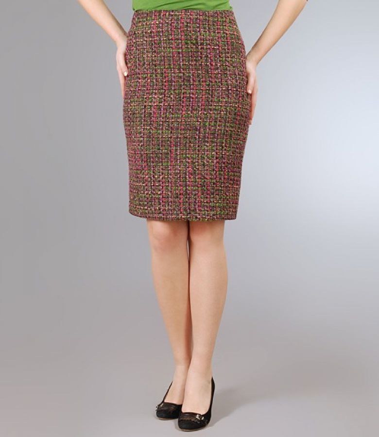 Fusta din bucle multicolor cu fir verde