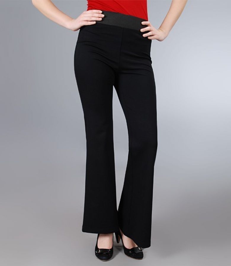 Pantaloni evazati din jerse elastic gros