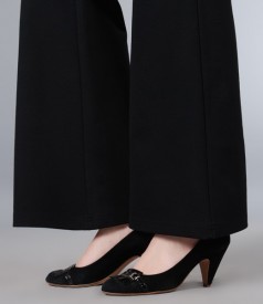Pantaloni evazati din jerse elastic gros