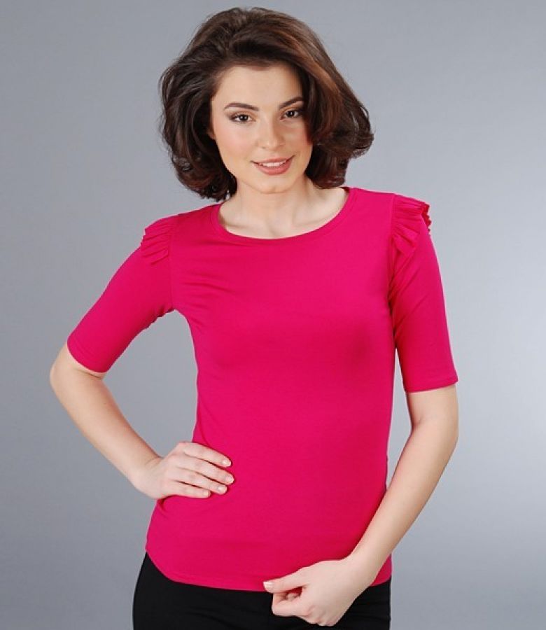 Tricou din jerse elastic uni cu aripioare