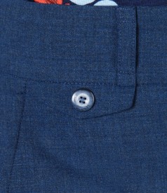 Pantaloni office albastri cu lana virgina