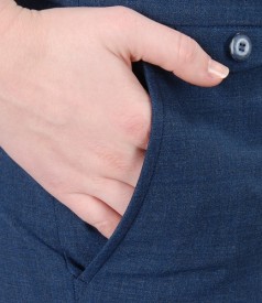 Pantaloni office albastri cu lana virgina