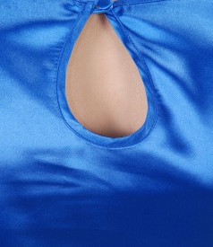 Bluza din saten elastic albastru