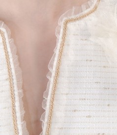 Sacou elegant cu bumbac si fir auriu