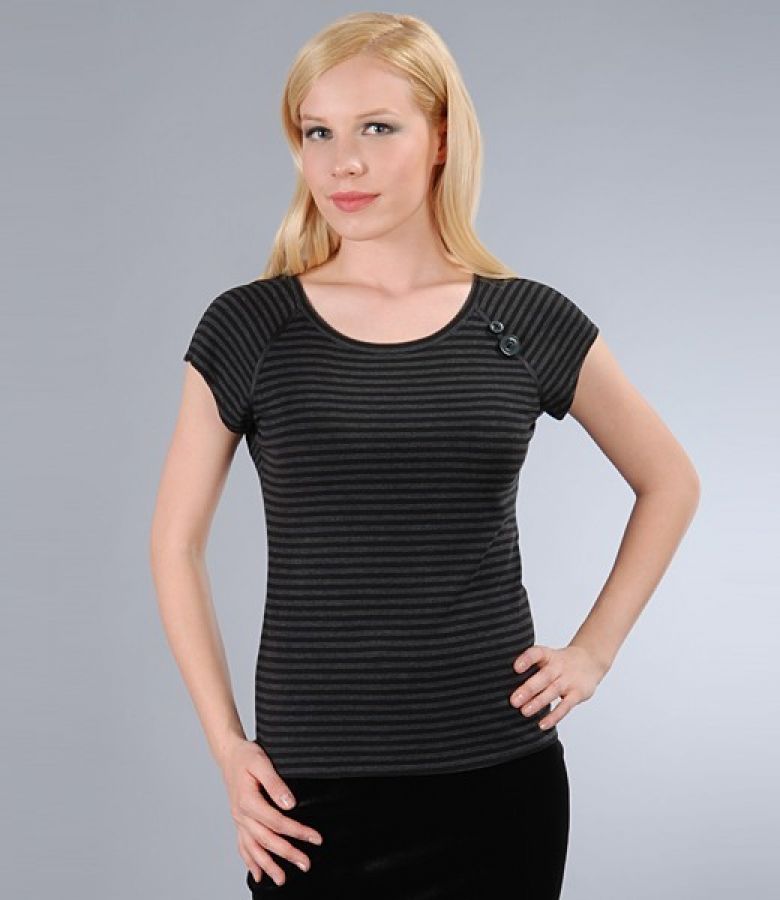 Tricou din jerse elastic imprimat cu maneci raglan