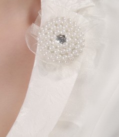 Sacou elegant cu garnitura brocard si tul