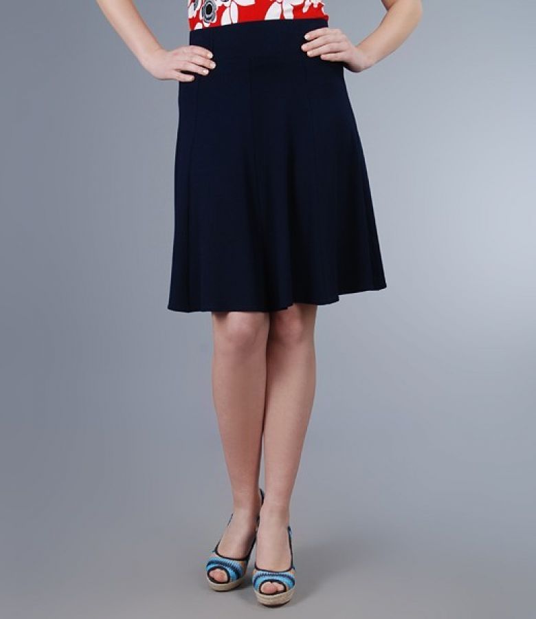 Fusta in clini din jerse elastic bleumarin