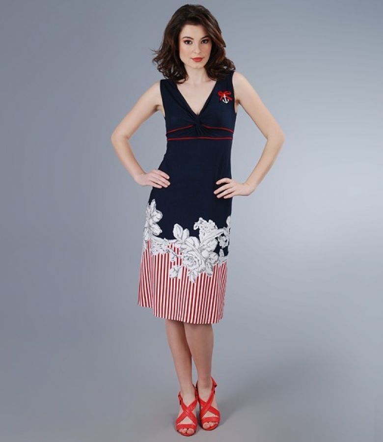 Rochie jerse imprimat cu nod pe bust