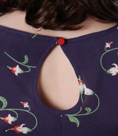 Bluza bleumarin cu imprimeu floral