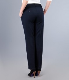 Pantaloni bleumarin cu lana elastica