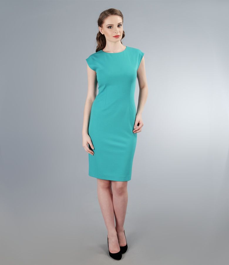 Rochie din jerse elastic turquoise