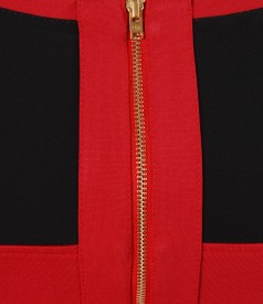 Rochie din jerse elastic cu garnitura de voal
