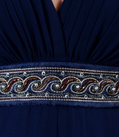 Rochie lunga din voal cu garnitura si funda
