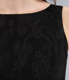 Rochie din brocart elastic negru cu efect satinat