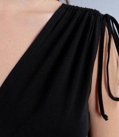 Rochie lunga din jerse elastic cu pieptii suprapusi