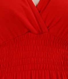 Rochie lunga din jerse elastic cu pieptii suprapusi