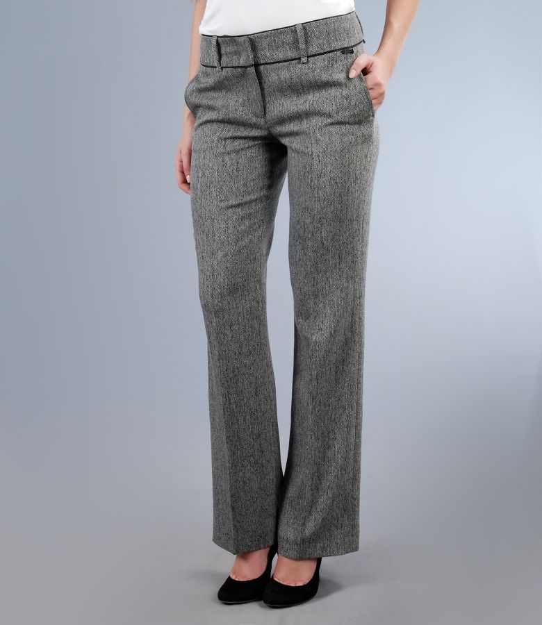 Pantaloni office din tweed cu buzunare